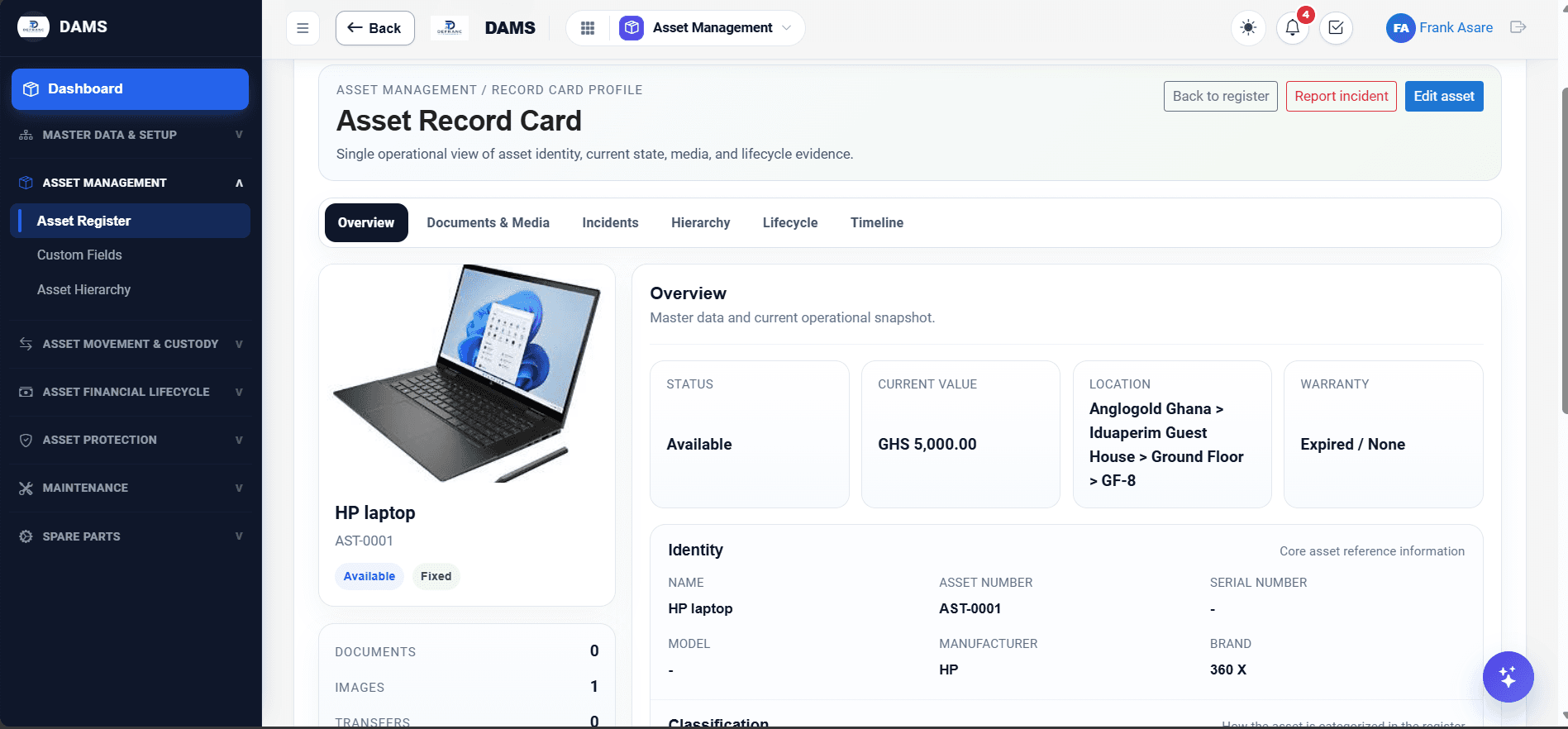 Asset Management System screenshot