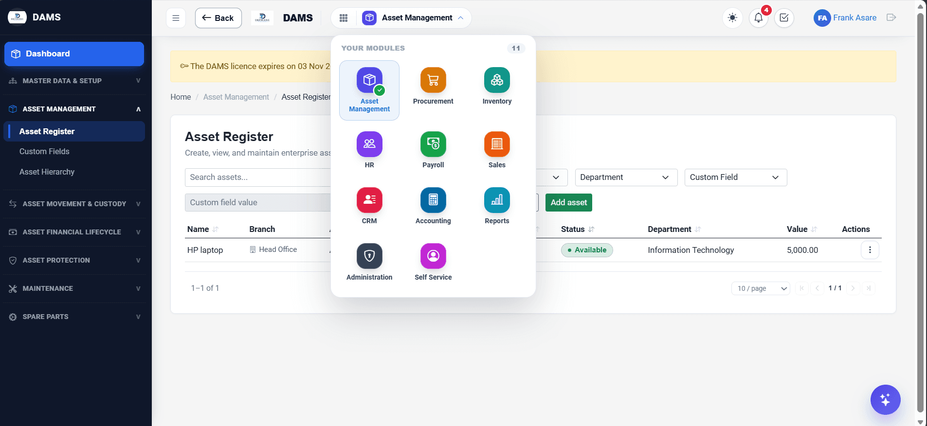 Asset Management System screenshot 2